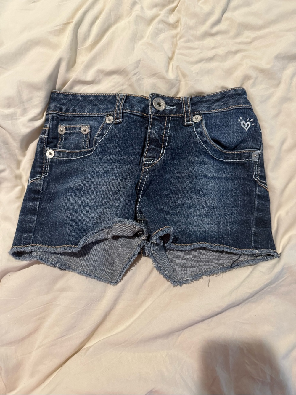 Justice Girls Denim Cutoff Shorts Size 10R Medium Wash Raw Hem